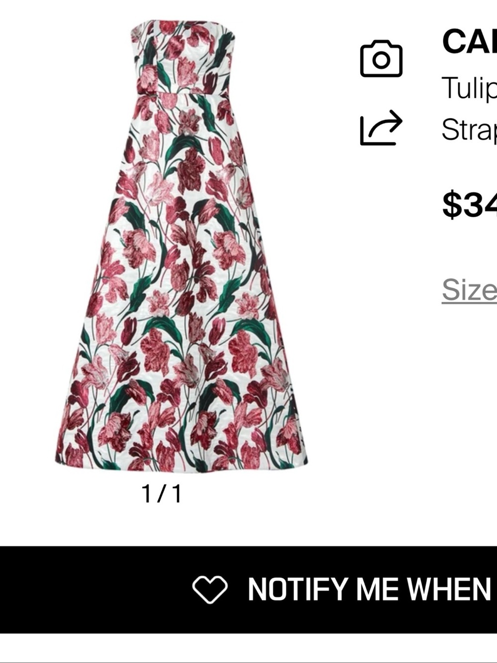 Carolina Herrera White A-Line Skirt with Pink & Green Tulip Print